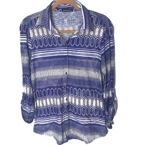 David Cline Purple Geometric Button Up Top